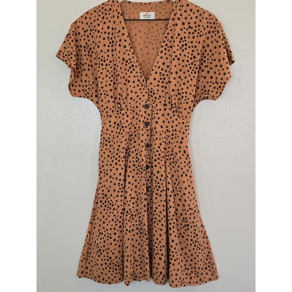 Marine Layer Camilla Cheetah Print A-Line Mini Dress Size M Tencell Lyocell - Picture 5 of 13